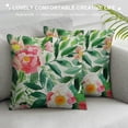 thumbnail image 3 of Creowell Spring Pillow Covers ,Pink Flowers Green Leaves Watercolor Floral Throw Pillow Case Home Decorations Cushion Cover for Couch Sofa Bed Farmhouse Indoor Outdoor Decor, 3 of 5