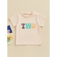 thumbnail image 2 of FEORJGP Kids Girls Boys Birthday Clothes 1-4Y Toddler Short Sleeve T-shirt Crew Neck Shirt Letters Print Tops for Summer Casual Daily Outfit, 2 of 9