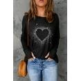 thumbnail image 3 of POGLIP Women's Black Rhinestone Heart Shape Print Long Sleeve Top, 3 of 6