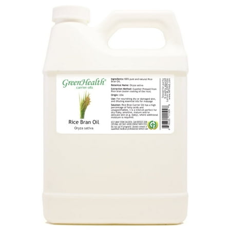 Rice Bran Carrier Oil - 32 fl oz - White Plastic Jug w/ Cap - GreenHealth