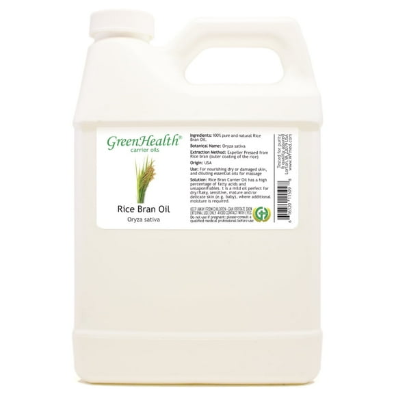 Rice Bran Carrier Oil - 32 fl oz - White Plastic Jug w/ Cap - GreenHealth