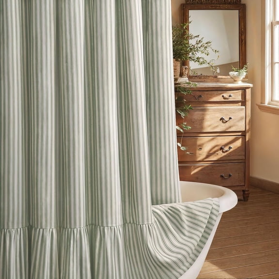 Farmhouse Shower Curtain Ruffle Linen 72"W x 72"L