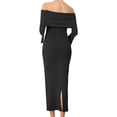 thumbnail image 5 of Stamzod Maternity Dress Womens One-Shoulder Long Sleeve Bodycon Wedding Guest Dress formal Long Pregnancy Dresses for Women Black S, 5 of 5