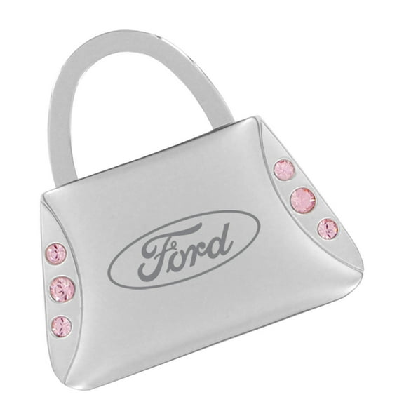 Ford Purse Shape Keychain 6 Pink Crystals Key Chain