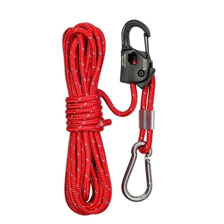 4mm Tent Guy Rope Wind Rope Heavy Duty Length 4M Multipurpose Tent Guide  Rope with Self Locking Regulator for Outdoor Hiking Red