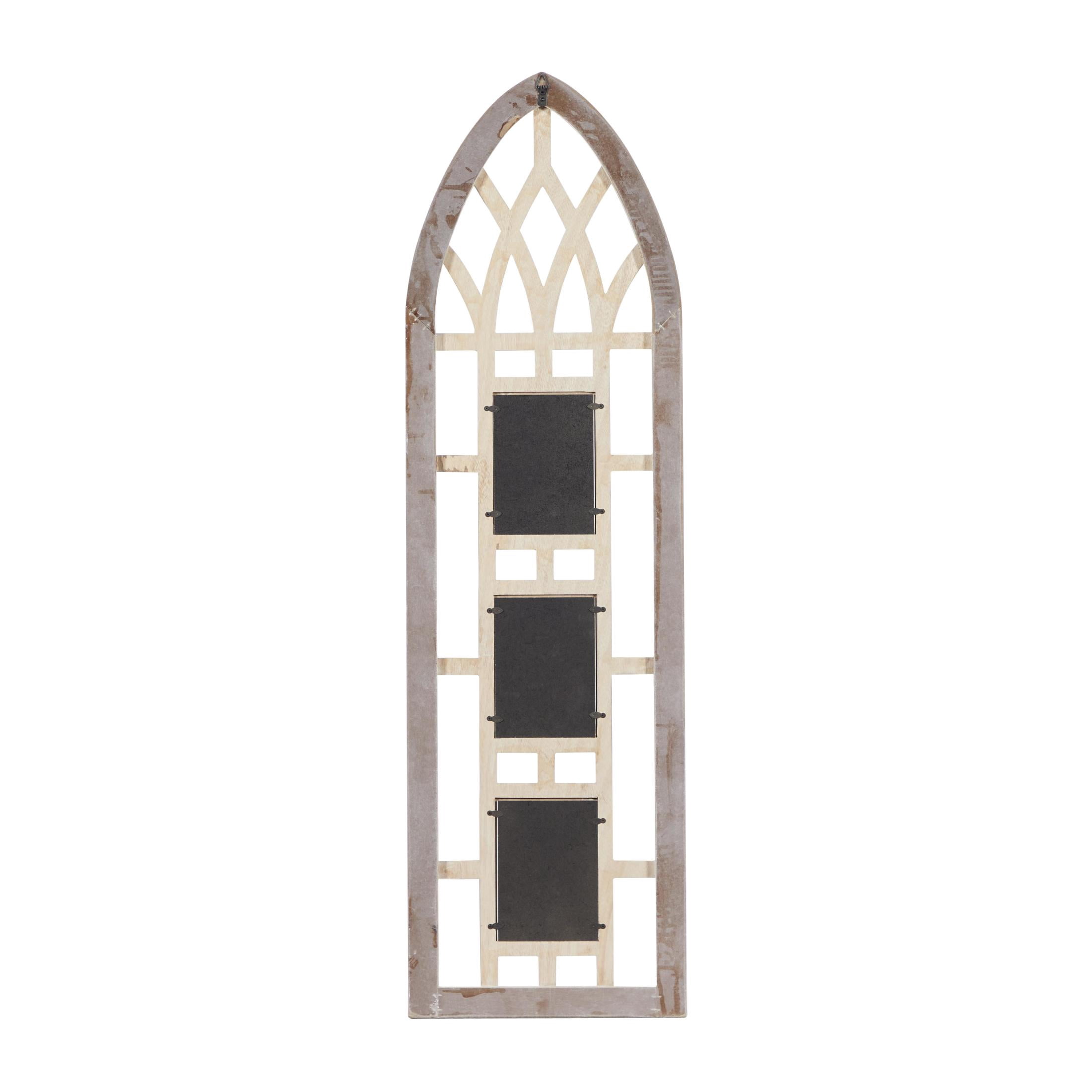 DecMode 3-Opening 5" x 7" Slim Arched Window Inspired Light Brown People Wall Photo Frame