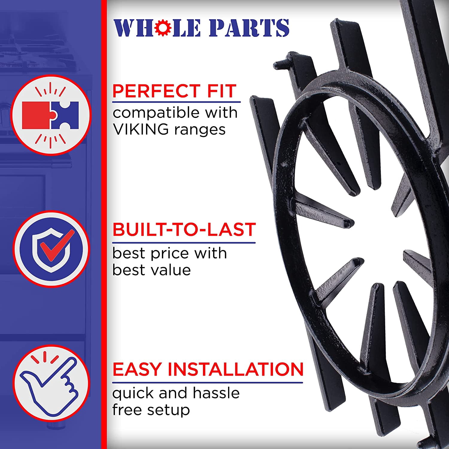Whole Parts Gas Cooking Ranges Spider Grate Part # PA060001 - Replacement & Compatible with Some Viking Ranges