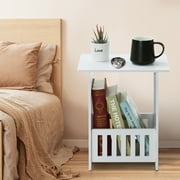 White Modern Bedside Table Bedroom Nightstand End Table Plant Stand Holder Storage Rack Organizer