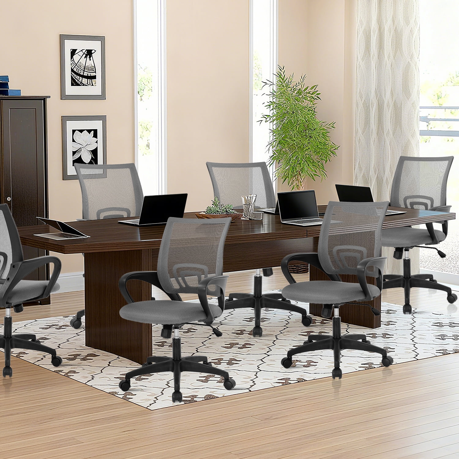 NiamVelo Mesh Office Chair Computer Desk Chair for Adults, Mid Back Rolling Chair Cheap office chairs with Lumbar Support Armrest for Home Office,Grey（2 Pack）