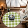 thumbnail image 2 of Green Plaid Area Rug, Green Gradient Washable Large Circle Carpet, Non Slip Round Rug for Living Room/Bedroom/Dining Room/Home Office/Dorm, 2 of 9