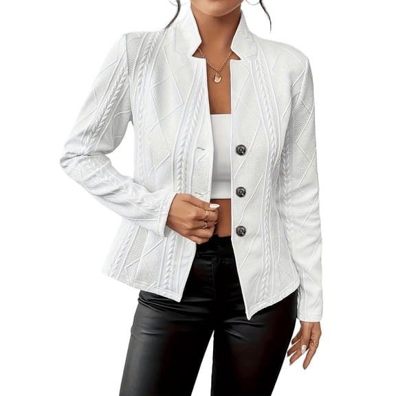 Women's Textured Casual Business Single Breasted Long Sleeve Suit s