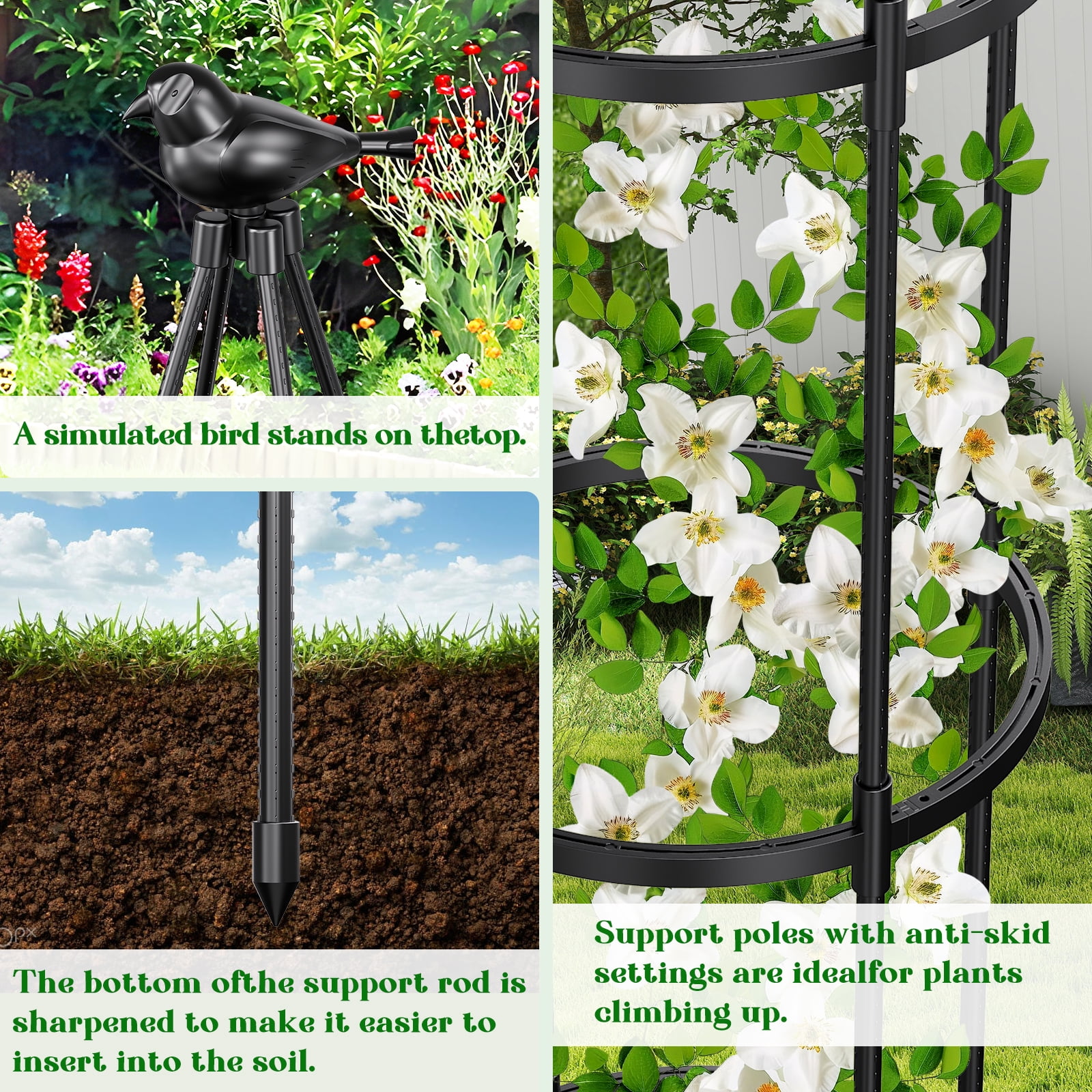 2 Pcs 78.7in Garden Obelisk Trellis for Climbing Plants-Rustproof Metal Pipe with Heavy Duty Plastic Coated, Garden Outdoor Indoor Potted Plant Support for Clematis Vine Jasmine Support（2 Pack）