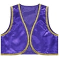 thumbnail image 3 of Linjinx Kids Boys Arabian Prince Outfits Street Rat Suits Sleeveless Vest Top with Pants 2 Piece Dark Purple 14, 3 of 6