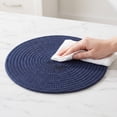 thumbnail image 4 of Unique Bargains Placemats Set of 4 Cotton Round Placemats for Dining Table Navy Blue, 4 of 7