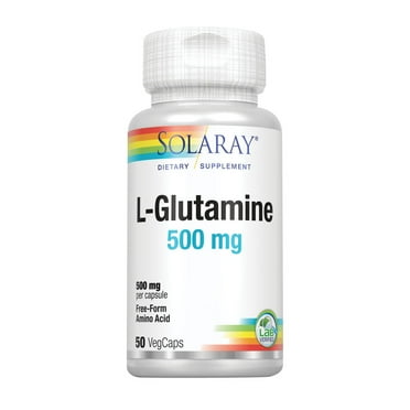 Solaray L-Glutamine 500mg | Healthy Muscle Recovery, Gastrointestinal & Immune System Support | Non-GMO | Vegan | Lab Verified | 50 VegCaps