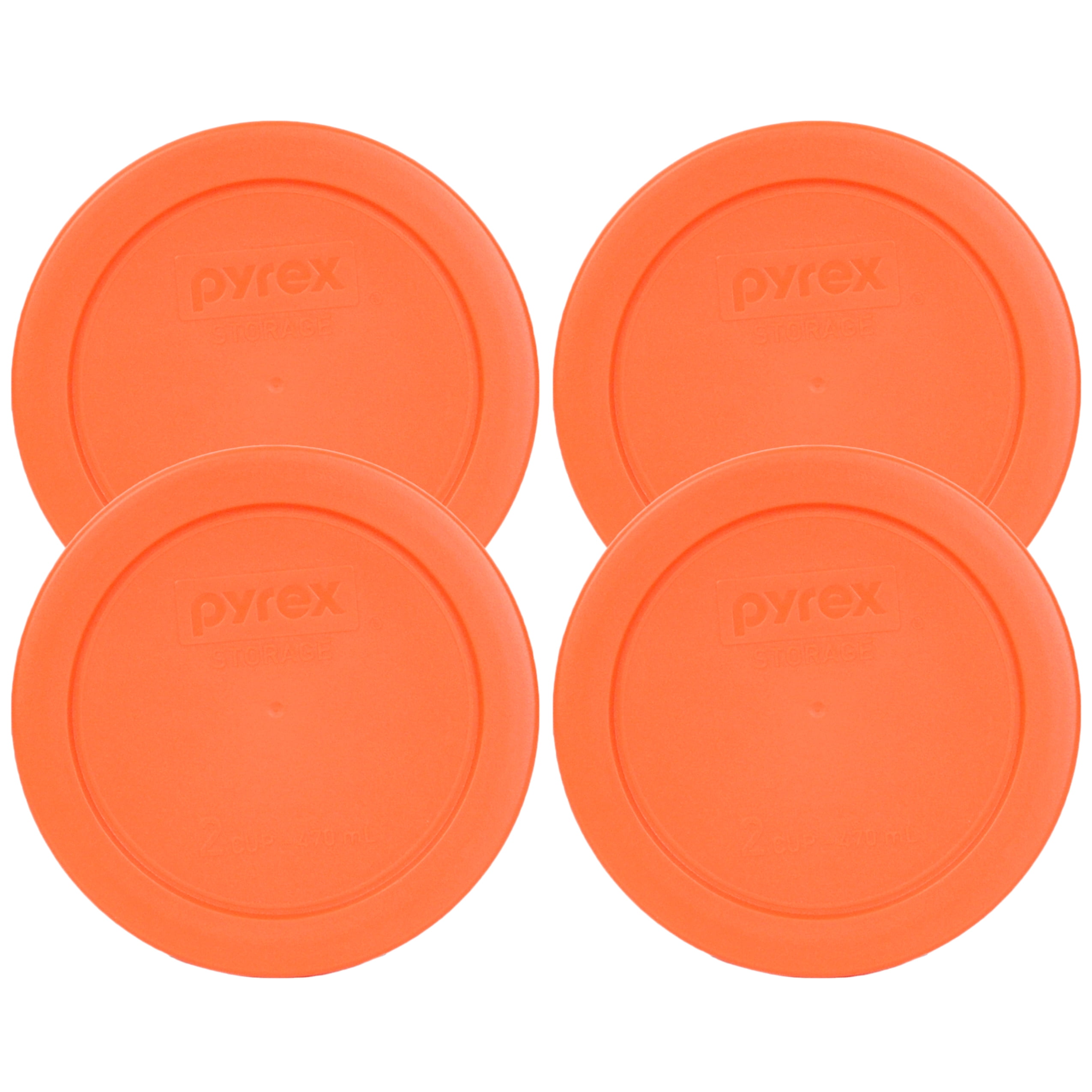 Pyrex 7200-PC 2 Cup Round Cover Orange Pack of 4 