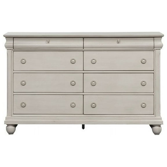 Bowery Hill Traditional 8 Drawer Dresser in White