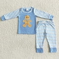 thumbnail image 4 of Conjunto de ropa de dormir para niños y niñas, ropa de dormir con bordado de pan de jengibre, pantalones de rayas rosas, pijamas para niños pequeños, venta al por mayor, 4 of 4