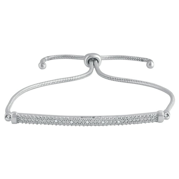 Arista Diamond Accent Adjustable Bolo Bar Bracelet in Silver over Brass, 8.5"