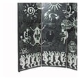 thumbnail image 3 of Benjara Foldable 3 Panel Room Divider with Tribal Print, Black and Silver, 3 of 3