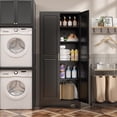 thumbnail image 6 of Polup Modern 75" H Black Metal Kitchen Pantry Cabinet with Doors and Adjustable Shelves, 6 of 9