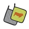 thumbnail image 2 of Caroline's Treasures Highland Cow Green Pair of Pot Holders, 2 of 3