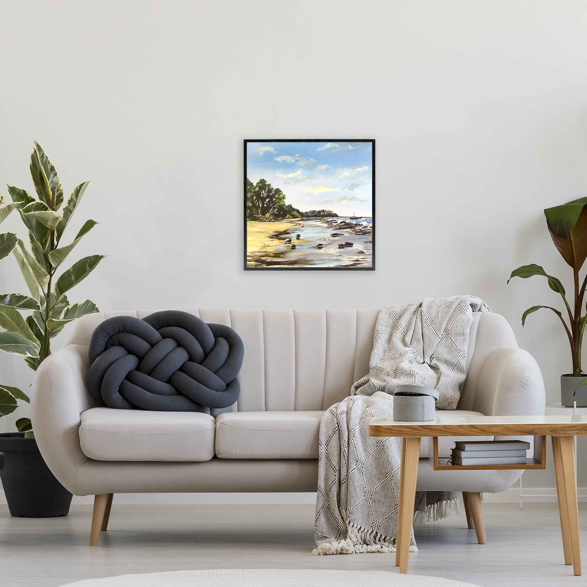 Low Tide Seascape Black Framed Giclee Art, design by Patricia Reynolds