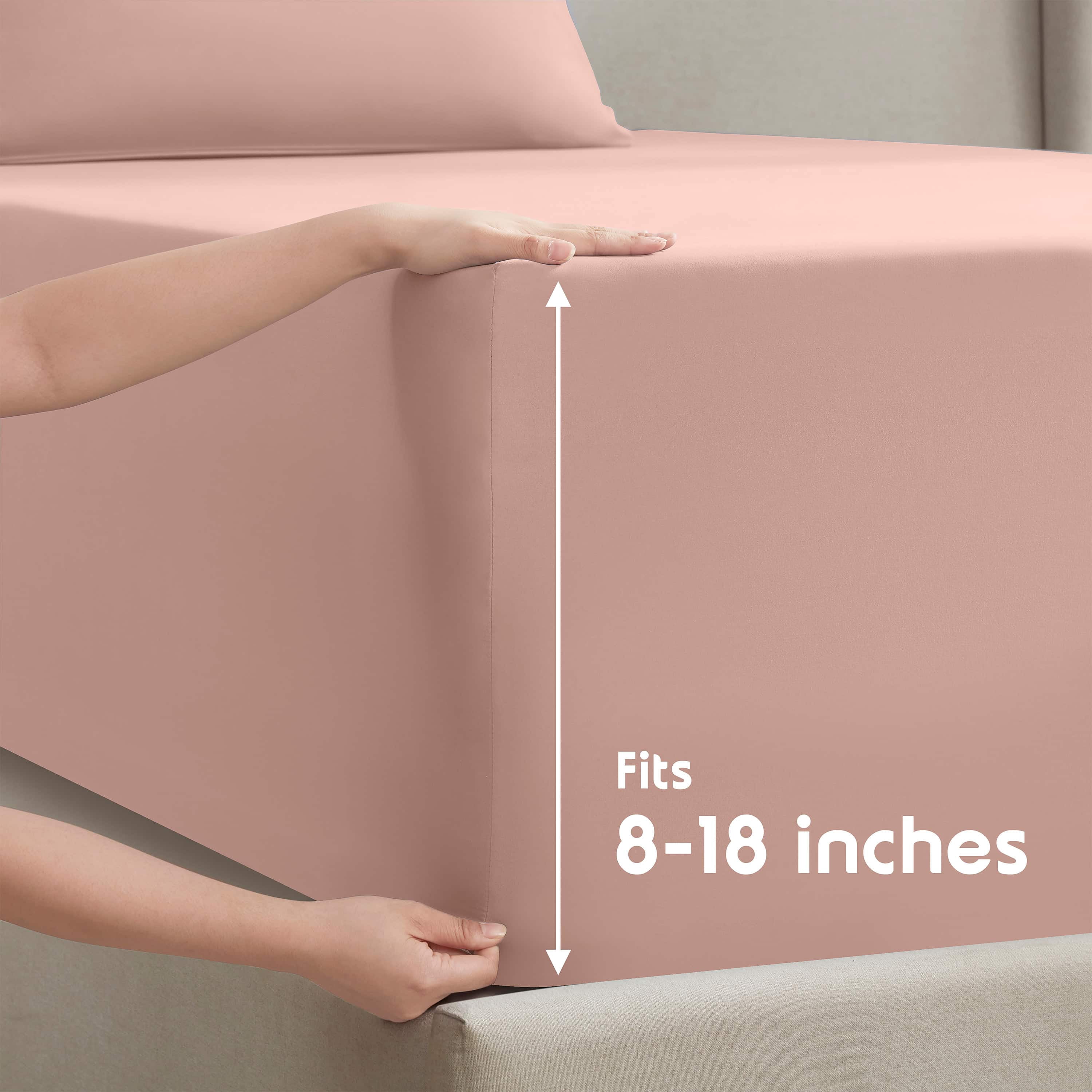 Lammaloe Queen Sheets Set, Hotel Style Deep Pocket 4 Piece Bed Sheets Queen, Luxury Soft Microfiber Queen Sheet Sets, Peach Beige
