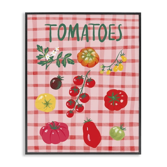Stupell Industries Farmhouse Various Tomatoes on Plaid Black Framed Giclee Art, 11 x 14, by Be Ni La