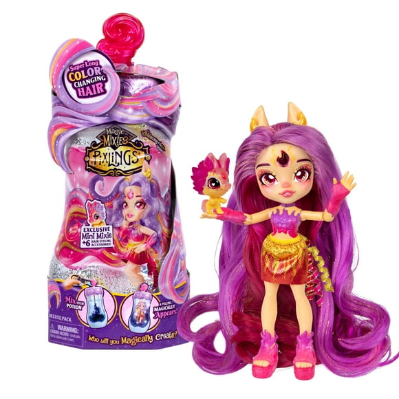 Magic Mixies Pixlings Deluxe Pack, Pippa The Firehorse, Shimmer Reveal, Create & Mix Potion que revela mágicamente una muñeca Pixling de 6.5" dentro de la botella de poción - Mini Mixies exclusivos y