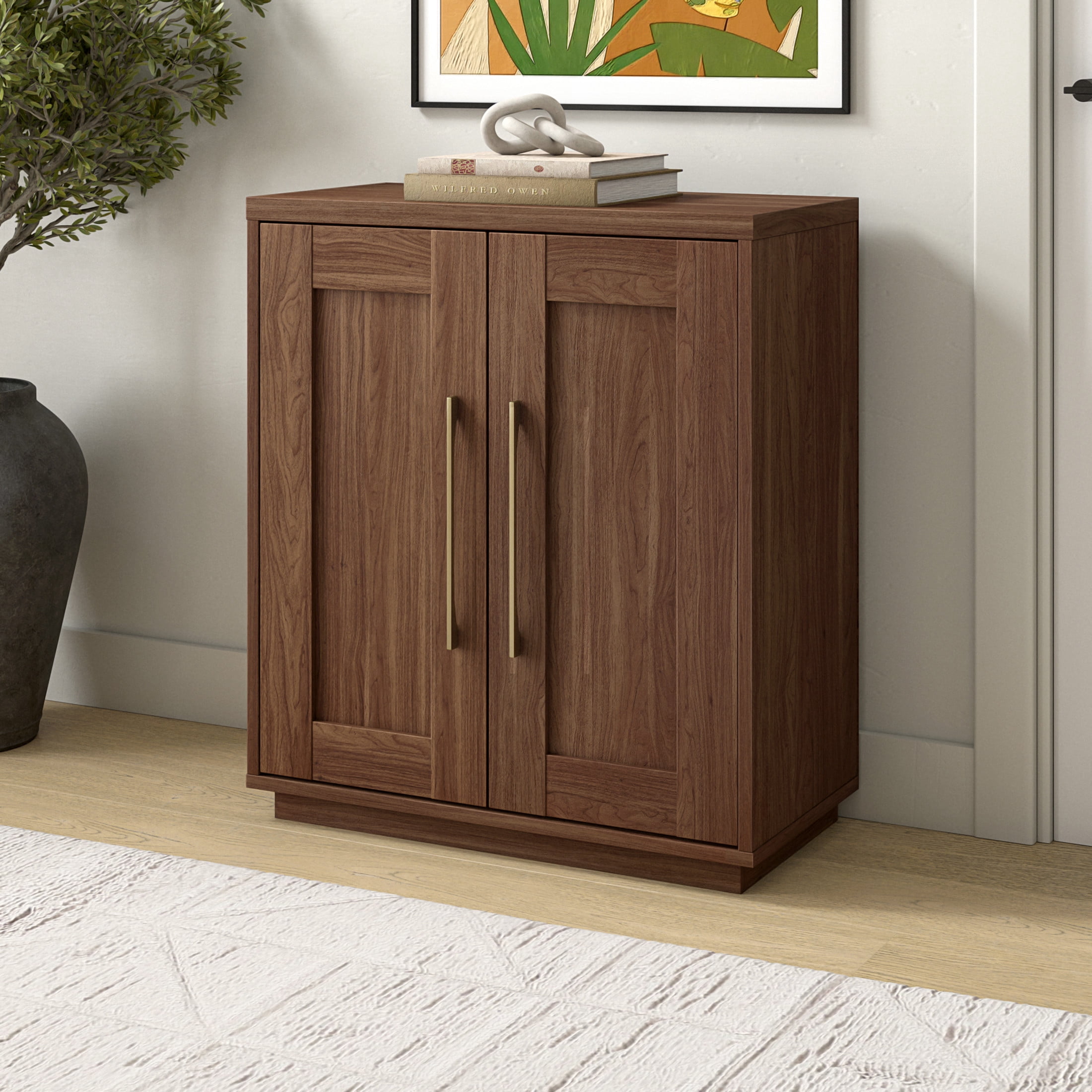 Evelyn&Zoe Modern/Contemporary 28" Wide Satin Walnut Accent Cabinet