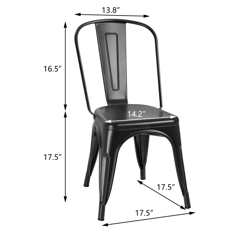 Vineego Steel Metal Dining Chair Set of 4, Black photo 3