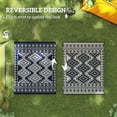 thumbnail image 6 of Outsunny Outdoor Patio Rug, Large Camping Carpet with Carrying Bag, 8' x 10' Waterproof Plastic Straw, Reversible, Blue & White Rhombus Border, 6 of 9