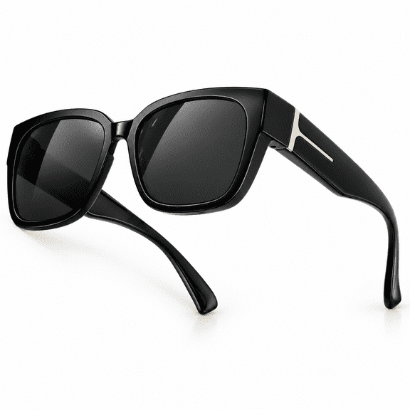 VORALYN 1 Pcs Oversized Fit over Sunglasses,Uv400 Polarized Square Sun Glasses for Women Men,Lightweight Frame Black Lens Black Sunglasses Womens Sunglasses Polarized