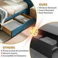 thumbnail image 4 of King Upholstered Platform Bed with Two Large Storage Drwers, Strong Wooden Slats, Metal Support, Heavy Duty Mattress Foundation, No Box Spring Needed, Noise-Free, Easy Assembly,Dark Blue, 4 of 12