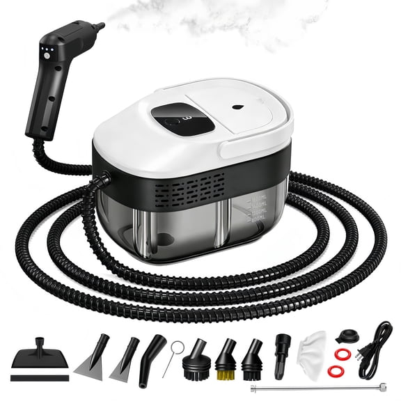 Steam Cleaner for Home & Car, 3-Level Adjustable Handle, 15s Heat-Up, 1.6L Large Tank, Portable Steamer for Cleaning, Pressurized handheld steamer for car detailing, Kitchen, Bathroom