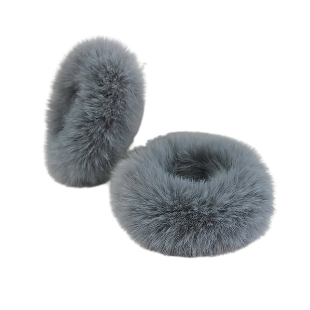 2Pcs Bright Color Simple Hair Ties Handmade Faux Rabbit Fur Furry Scrunchies Hair Accessories