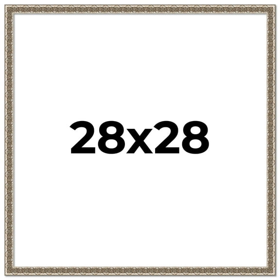 28x28 Frame Silver Versailles Ornate Solid Wood Picture Frame | 1 Inch Moulding Width | Interior