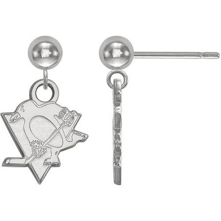 LogoArt NHL Pittsburgh Penguins 14 Karat White Gold Dangle Ball Earrings
