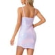 thumbnail image 3 of INSPIRE CHIC Vestidos de lentejuelas para mujeres, vestido mini de fiesta ajustable con tirantes en color púrpura y rosa, 3 of 6