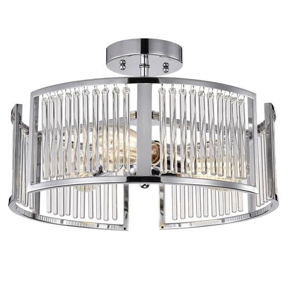 CHLOE Frey Transitional 3 Light Chrome Semi-Flush Ceiling Fixture 16" Wide