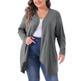 thumbnail image 2 of DARING DIVA Plus Size Long Sleeve Open Front Lightweight Cardigan 2X Grey, 2 of 6