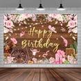 thumbnail image 4 of Pink Western Cowgirl Birthday Backdrop, Rustic Wood Board Horse Pink Floral Hat Boots Backdrop Photography for Cowgirl, Pink Wild Western Party Banner Photo Booth Studio Props Backdrops,8X6ft, 4 of 5