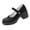 Black, variant on Viluyesy Womens Mary Jane Shoes Round Toe Patent Leather Pearl Button Strap Platform Block Heel Slip On Dressy Office Wedding Comfort Heeled Shoes Wine Size US7
