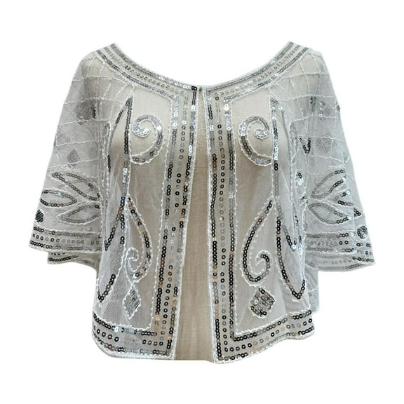 Hauaitttt Women 1920s Flapper Shawl Sequin Beaded Shawls and Wraps for Evening Dresses/Party/Wedding/Formal/Harlem Night Women Coat Travel Wrap Winter Scarfs Winter Cloaks for Woman Roaring 20s for