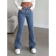 thumbnail image 4 of EMMIOL Women's Y2K High Waist Flare Jeans,Vintage American Red Star Print Distressed Stretch Bootcut Denim Pants,Retro 90s Bell Bottoms Suitable for Independence Day, 4 of 8