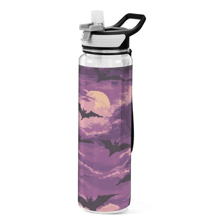 

Pixel Bats Sports Water Bottle 32oz with Straw for Kids Travel Mug BPA Free Leak Proof for School