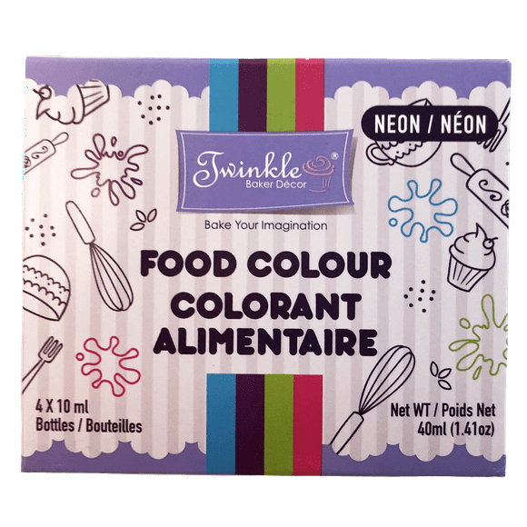 TWINKLE BAKING DEOR - FOOD COLOUR 4PACK NEON, TWINKLE BAKING DECOR FOOD COLOUR 4PACK NEON