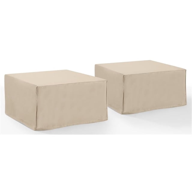 Crosley Furniture Housses de Table Carrée en Vinyle et Housse de Pouf en Tan (Ensemble de 2)