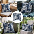 thumbnail image 4 of Throw Pillow Covers, Navy Blue Checkered 26x26 Pillow Covers for Couch/Sofa/Bed, Vintage Floral Plaid Aesthetics Decorative Square Linen Cushion Pillowcase for Home Decor, 4 of 9